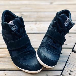 Ash Bowie Suede Wedge Sneakers - Black